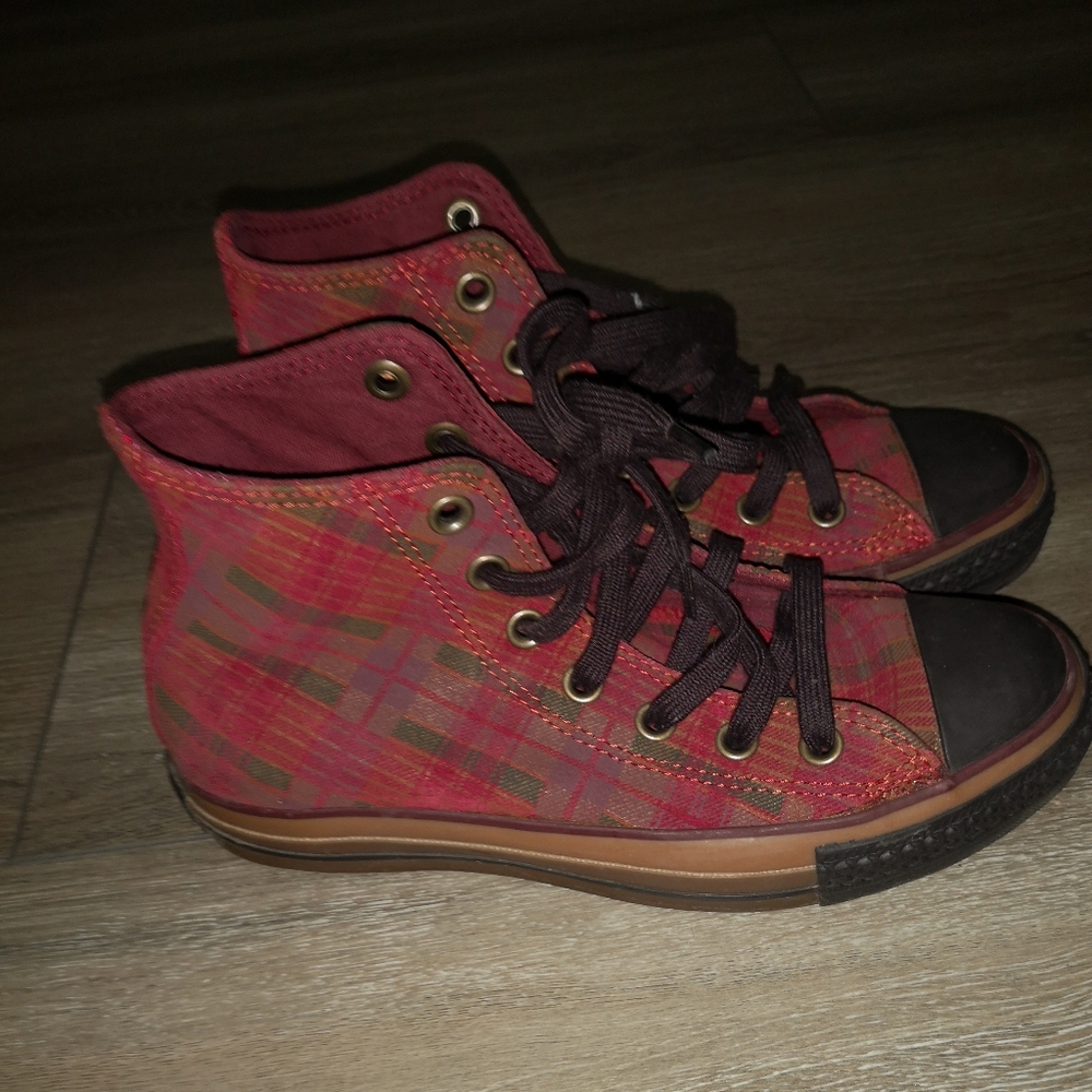 Converse all star cherry red Tartan plaid